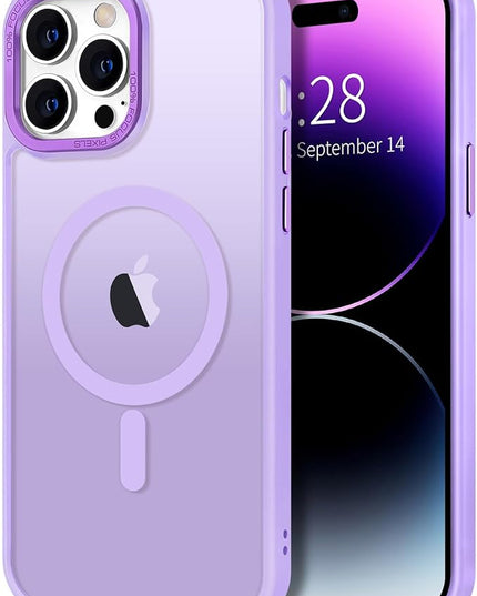Hython Case for iPhone 14 Pro Max Case Magnetic Translucent Matte Phone Cases 6.7" [Compatible with MagSafe] Thin Slim Fit Shockproof Bumper Hard Protective Cover for Women Men Girls, Light Purple