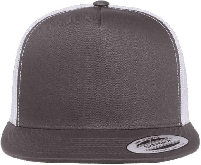 Yupoong 5-Panel YP Classic Trucker Cap | High Profile Flat Visor Snapback | OSFM | Bulk Packs Available