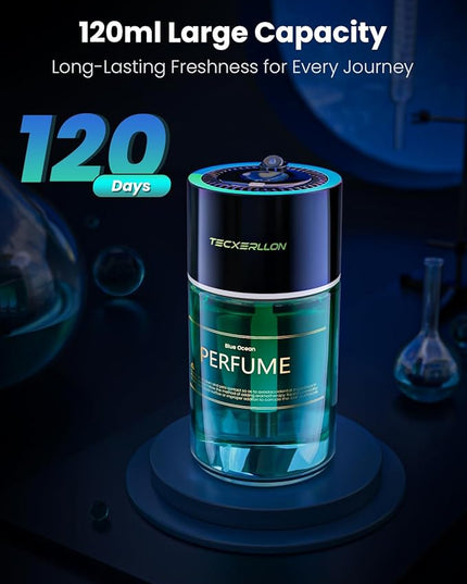 Car Air Freshener, Car Diffuser with RGB Ambient Light & Starry Ceiling, 4 Smart Scent Modes, 120-Day Runtime, Auto On/Off, USB-C Rechargeable, Cologne Or Ocean-Inspired Fragrance,120ML