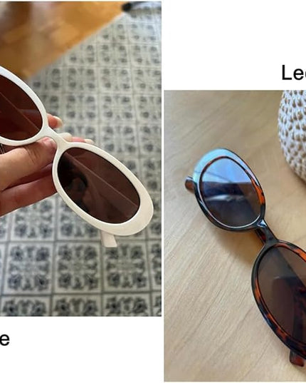 90s Sunglasses for Women Men Retro Small Oval Sunglasses