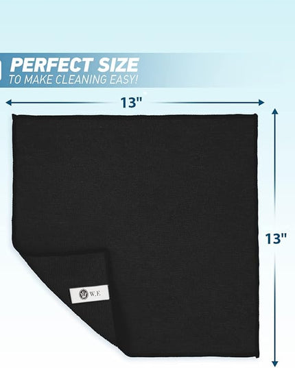 Microfiber Cleaning Cloth-24Pcs (13x13 inch) Ultra Soft Highly Absorbent Rags for Housekeeping-Machine Wash (Black)