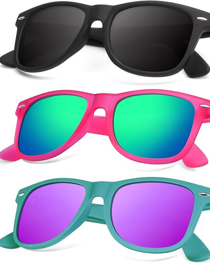 KALIYADI Polarized Sunglasses for Men and Women Matte Finish Sun glasses Color Mirror Lens UV Blocking (3 Pack)