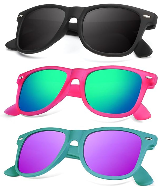 KALIYADI Polarized Sunglasses for Men and Women Matte Finish Sun glasses Color Mirror Lens UV Blocking (3 Pack)