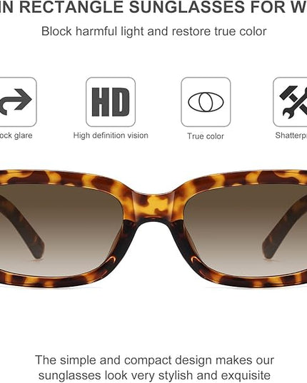 JASPIN Rectangle Sunglasses for Women Men Trendy Y2k Retro 90s Sun Glasses UV Protection Cool Square Frame