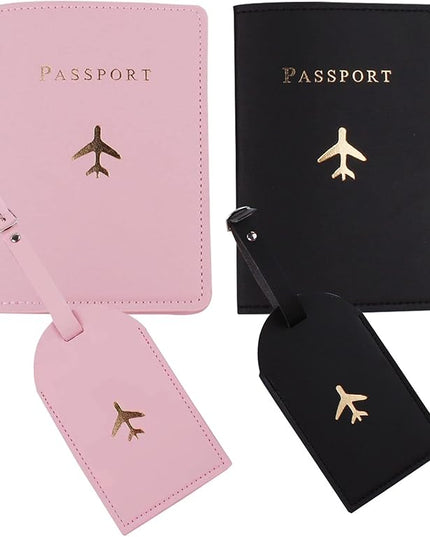 Passport Wallets Travel Holder Set, Honeymoon gift, couple passport holder for honeymoon, Travel Luggage Tags Passport Cover for Wedding Bridal Shower Gift