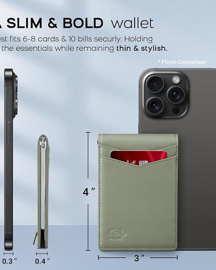 Zitahli Wallet for Men-6 Slots ID Window-Mens Wallets-Slim Wallet Classic Spring Money Clip RFID Blocking-Gift for Men