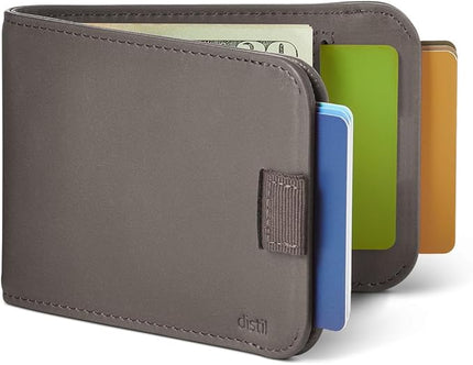 Distil Union Wally Bifold 5.0 RFID Wallet with ID Window - Slim Bifold Wallet for Men with Money Clip, Premium Leather – Minimalist RFID Card Holder - Holds 14 Cards & 30 Bills - Gray