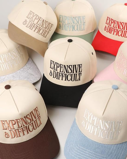 MIRMARU Two-Tone Vintage Canvas Trucker Hats for Men & Women, Adjustable Size Baseball Caps with Trendy Embroidered Design