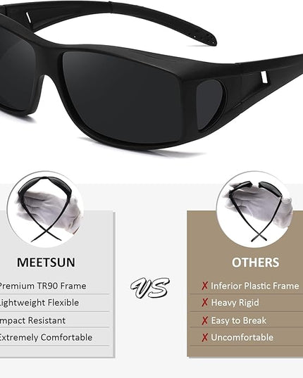MEETSUN Fit Over Glasses Sunglasses for Men Women,Wrap Around Sunglasses Polarized UV400 Protection