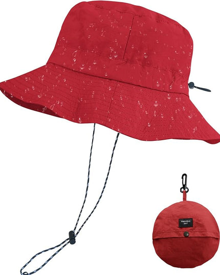 PFFY Quick Dry Waterproof Packable Bucket Hat for Women Men Outdoor Sun Hats with Detachable Chin Strap