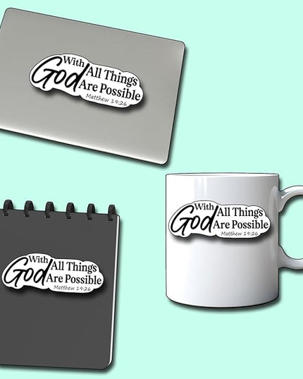(3Pcs) with God All Things are Possible Sticker Christian Gifts Decorate Books Laptop Phone Water Bottles Kindles Stickers Tumbler Sticker Waterproof Vinyl Decorate 3" Inch