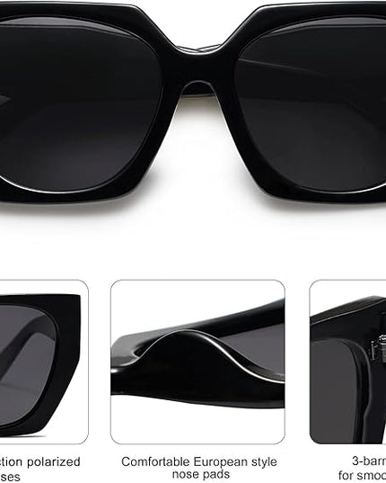 SOJOS Large Oversized Polarized Sunglasses for Women, Big Designer Womens Trendy Square Shades SJ2205