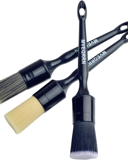 3pcs Car Detailing Brush Set-1pcs Boars Hair Car Detailing Brushes,1pcs Ultra Soft No Scratch Detailing Brush for Air Vent,Leather Seat 1pcs Detail Brushes car Detailing for Interior Exterior