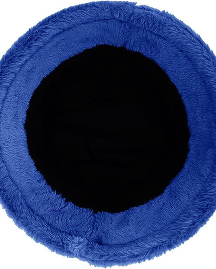 Women Plush Fluffy Bucket Hat Warm Lining Winter Faux Fur Cozy Wide Brim Winter