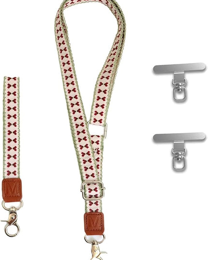 LEMEDE Wrist Keychain and Adjustable Phone Lanyard, Silver Hook Phone Crossbody Strap with 360° Rotating Phone Pads