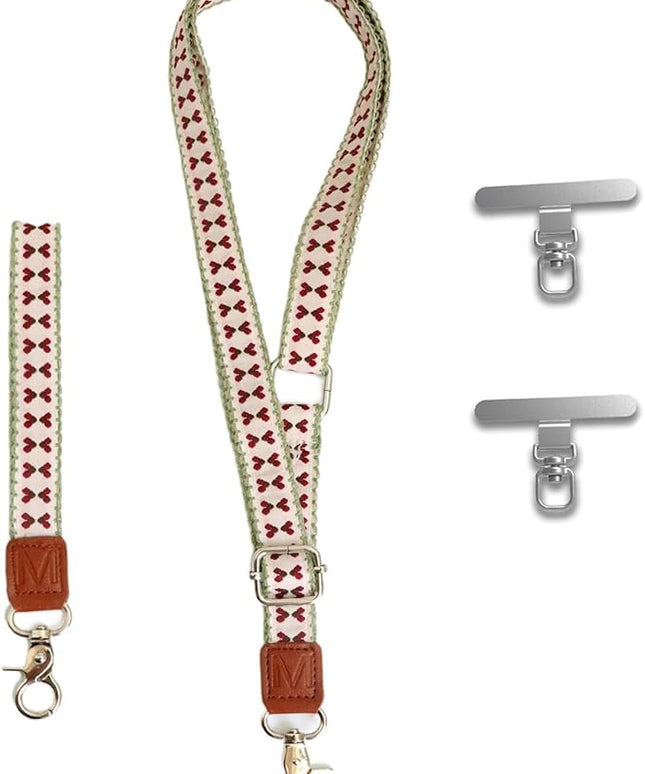 LEMEDE Wrist Keychain and Adjustable Phone Lanyard, Silver Hook Phone Crossbody Strap with 360° Rotating Phone Pads