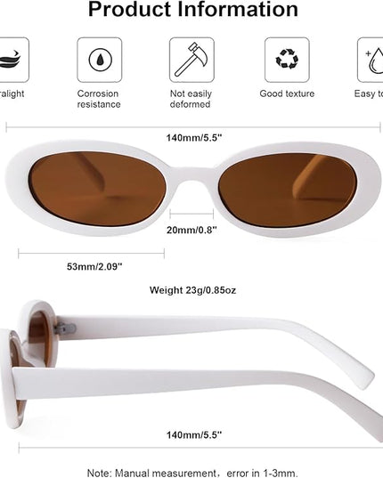 90s Sunglasses for Women Men Retro Small Oval Sunglasses