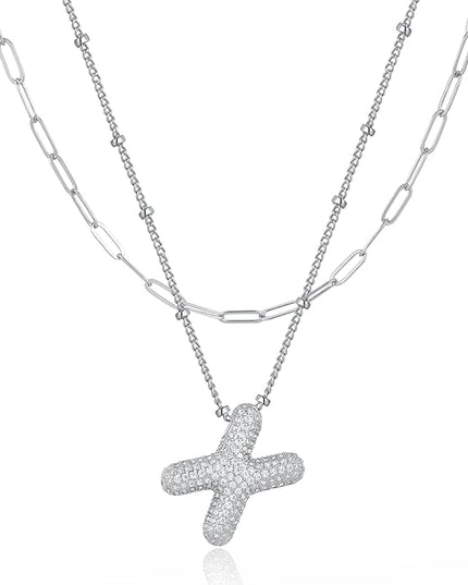 LUCA SMITH Initial Necklaces for Women, Dainty Balloon Bubble Letter, Name Letter Alphabet Pendant Layered Choker Chain Jewelry Gift