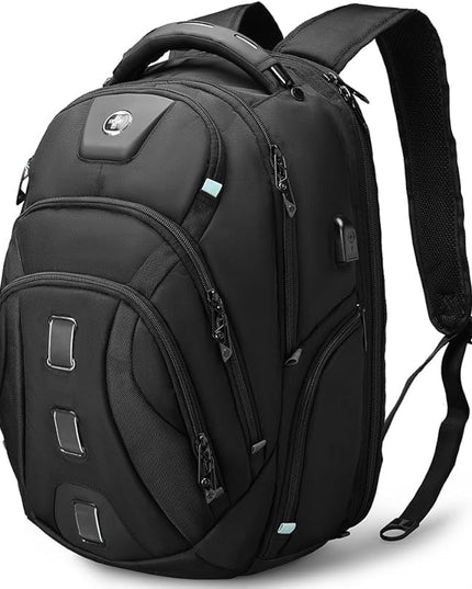 Swissdigital Design Men's Laptop Backpack, TSA Friendly USB Charging RFID Protection Backpack for College and Business, Fits 17" Laptops Black | SD1644FB-01