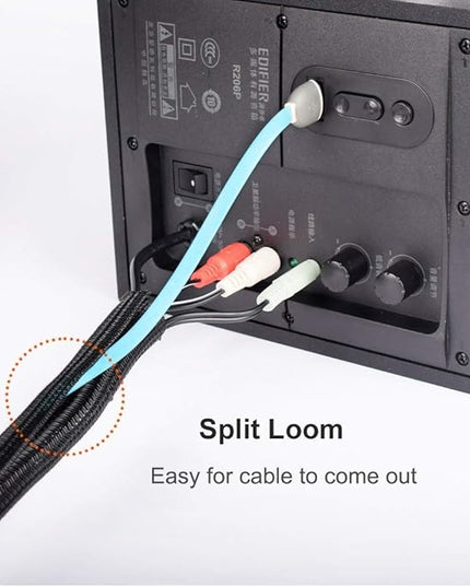 ZhiYo 20ft - 1 inch Cable Sleeve, Cord Wrap Wire Protector Tubing for Pets, PC Cable Wrap, Computer Cable Management Sleeve - Black
