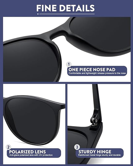 WOWSUN Retro Polarized Sunglasses Womens 2026 Trendy Round Classic Glasses