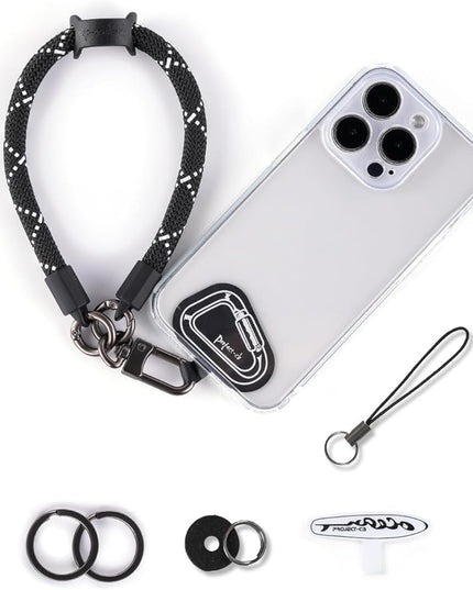 project-cb Hand Wrist Phone Strap,Phone Lanyard Patch ×2,Cell Phone Case Holder,Wristlet Strap for Key,AirPods,Camera (Blackshadow, 15.7inch)