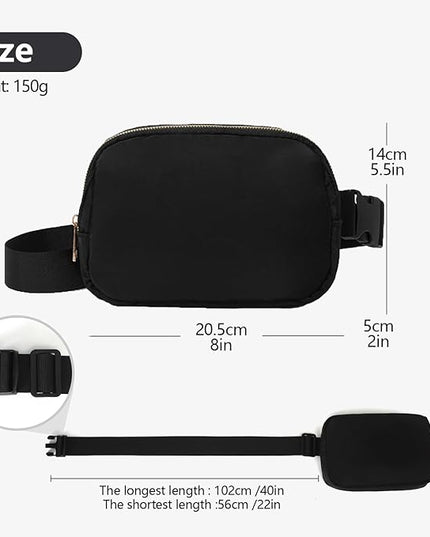 Belt Bag for Women, Cross Body Fanny Pack Fashion Waist Packs Everywhere Belt Bag with Adjustable Strap Gifts for Teen Girls Women Men (Black)