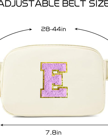 Gitus Gifts for 8 9 10 11 12 Year Old Girls Belt Bag Fanny Pack Crossbody Bags with Initial Letter Patch Cute Stuff Birthday Gifts for Teen Girls Women Personalized Trend Stuff (Ivory-E)