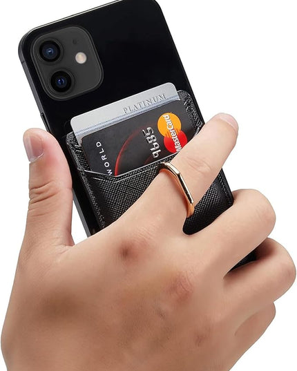 BIAJIYA Phone Card Holder RFID Leather Wallet Credit Adhesive Cell Case Stick-on Card Holder for Women and Men Back of Phone for Most of Smartphones