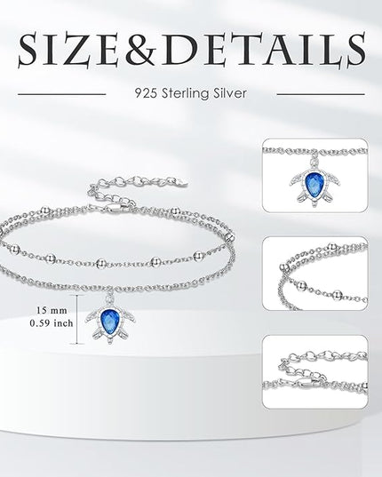 Dorunmo 925 Sterling Silver Infinity Heart Cross Circle Evil Eye Anklet Bracelets for Women Mother's Day Jewelry for Wife Girlfriend Mom Her