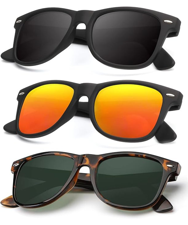 KALIYADI Polarized Sunglasses for Men and Women Matte Finish Sun glasses Color Mirror Lens UV Blocking (3 Pack)