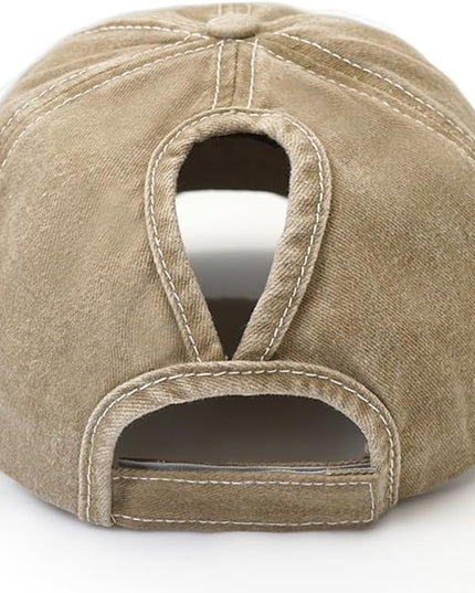 YeeHeen Ponytail Baseball Cap for Women High Messy Bun Caps Washed Cotton Hats