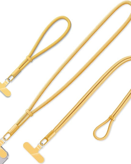3 Pack Phone Lanyard,1×Phone crossbody strap,1×Phone Neck Strap,1×Wrist Strap,3×Tether Tabs,Universal Cell Phone Multifuctional Patch Polyester Lanyards(Yellow)