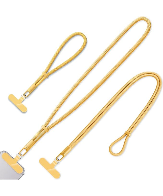 3 Pack Phone Lanyard,1×Phone crossbody strap,1×Phone Neck Strap,1×Wrist Strap,3×Tether Tabs,Universal Cell Phone Multifuctional Patch Polyester Lanyards(Yellow)
