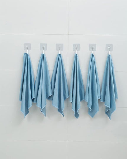6 Pack Microfiber Glass Cleaning Cloth, 16 Inch X 16 Inch, Lint Free Quickly Clean Window, Glasses, Windshields, Mirrors, and Stainless Steel, Blue