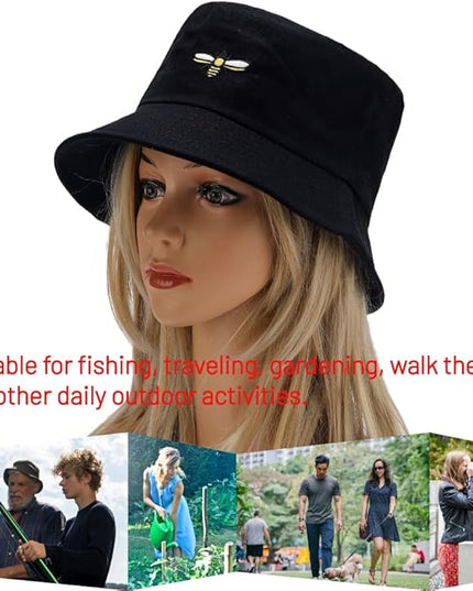 Cotton Bucket Hat for Women Men Summer Travel Sun Beach Bucket Cap, Unisex Outdoor Fisherman Hat