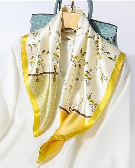 ANDANTINO 100% Mulberry Silk Scarf -21” Lightweight Square Neckerchief – Breathable Digital Printed Scarves with Gift Packed