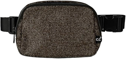 C.C Glitter Tiny Mesh Fanny Pack For Women Unisex - Shimmering Daily Waist Crossbody Belt bag With Adjustable Strap (Smokey Topaz)