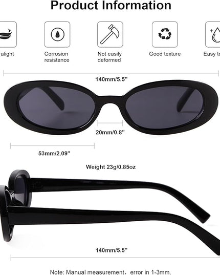 90s Sunglasses for Women Men Retro Small Oval Sunglasses