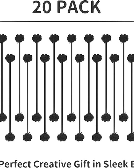 SOOOEC Black Magnetic Cable Ties, 20 Pack 7.2" Magnetic Cord Ties Cute Cloud Design, Silicone Magnetic Ties for Cord Organizer, Black Color.