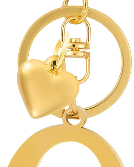A-Z Heart Initial Letter Keychain, Stainless Steel Alphabet Charm for Handbags, Gift for Women and Girls