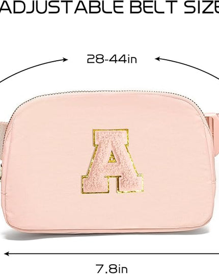 Gitus Gifts for 8 9 10 11 12 Year Old Girls Belt Bag Fanny Pack Crossbody Bags with Initial Letter Patch Cute Stuff Birthday Gifts for Teen Girls Women Personalized Trend Stuff (Coral Pink-A)