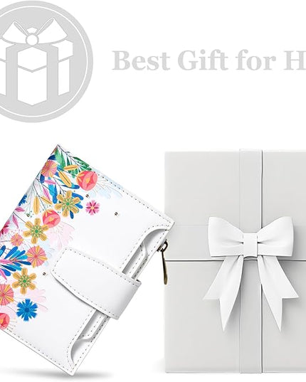 Airkit Small Wallet Women RFID Blocking Leather Bifold Compact Card Holder Wallet for Women with Zipper Coin Pocket 4 ID Window