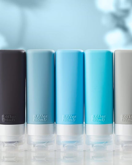 INSFIT Travel Bottles for Toiletries, TSA Approved 3oz Travel Size Toiletries, BPA Free Leak Proof Squeezable Silicone Tubes Travel Essentials for Shampoo Conditioner Lotion Soap