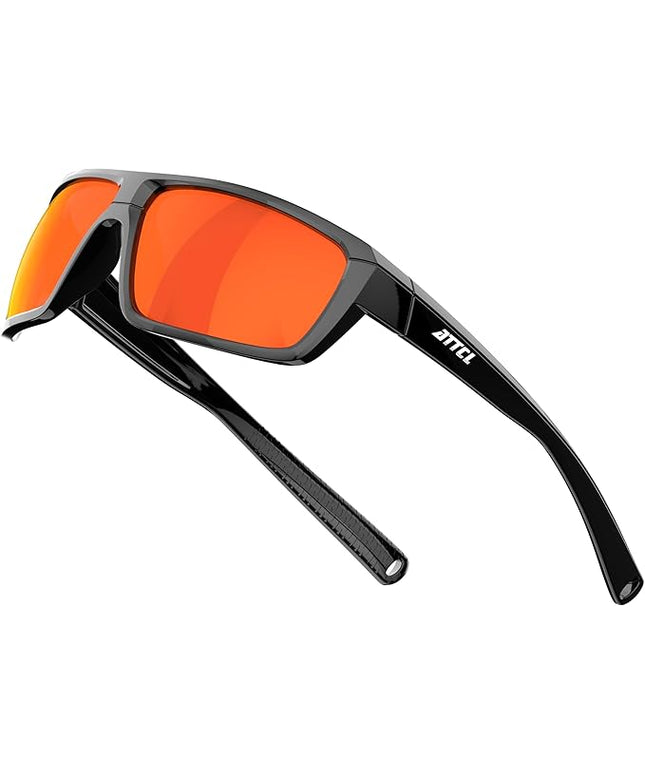 ATTCL Polarized Sunglasses Men for Fishing: UV Protection Lightweight TR90 Sports Wrap Sun Glasses Driving Golf Running