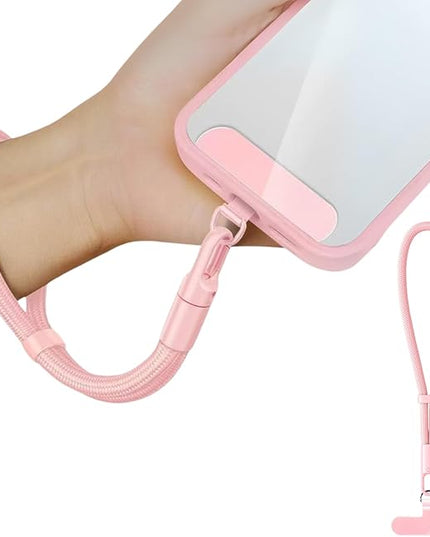 1 Pack Phone Wrist Strap Lanyard, Adjustable Nylon Phone Lanyard with Detachable Tether Tab, Compatible with Most Cell Phone Case, Pink