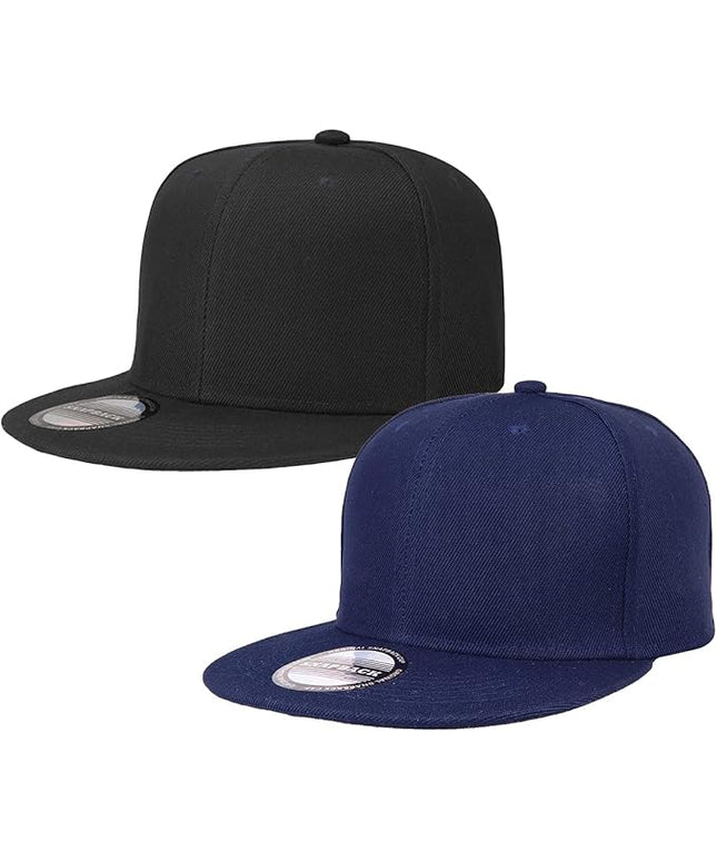 Classic Snapback Hat Cap Hip Hop Style Flat Bill Blank Solid Color Adjustable Size