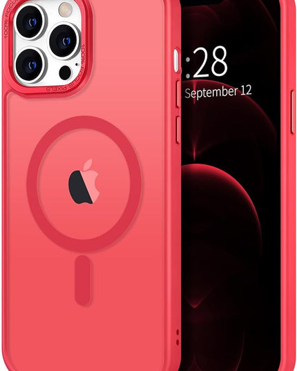 Hython Case for iPhone 12 Pro Max Case Magnetic Translucent Matte Phone Cases 6.7" [Compatible with MagSafe] Thin Slim Fit Shockproof Bumper Hard Protective Cover for Women Men Girls, Frosted Red
