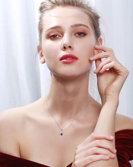 FANCIME 14K Solid Gold Birthstone Pendant with Sterling Silver Chain Infinity Gemstone Necklace Fine Jewelry Anniversary Birthday Christmas Gifts for Women Wife Her