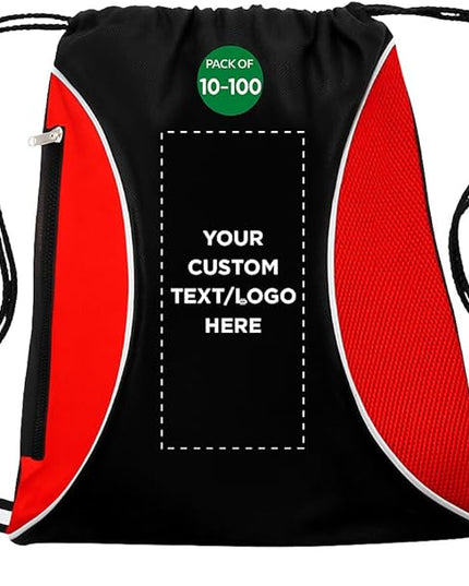 DISCOUNT PROMOS Custom Non-Woven Drawstring Backpacks Set of 10/50/100, Personalized Bulk Pack